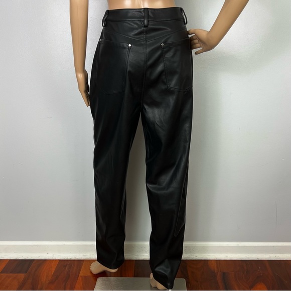 NEW WEWOREWHAT REVOLVE BLACK VEGAN LEATHER PANTS - Picture 7 of 9